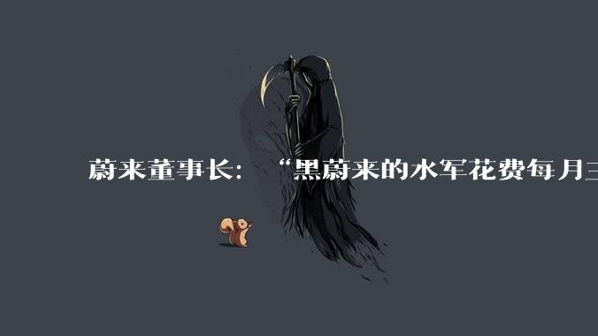 蔚来董事长：“黑蔚来的水军花费每月三五千万。”是夸大其词，还是确有其事？